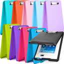 10 Pieces 4 Pieces Clipboard with Storage Plastic Nursing Clipboard Foldable Clip with Metal Clip for Teacher Nurse Employee, 9.5 x 13.5 Inch(Bright Color)