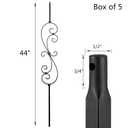 S10 - Wrought Iron Balusters Set of 5 Deck Balusters - Decorative Metal Balusters for Decks S Scroll - 1/2-inch Hollow Iron Spindles Satin Black Metal Railing