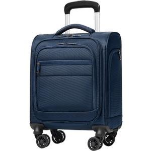 Coolife Underseat Carry On Luggage Suitcase Softside Lightweight Rolling Travel Bag Spinner Suitcase Compact Upright 4 Dual Wheel Bag (navy)