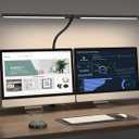 Pzloz Led Desk Lamp for Office Home - Eye Caring Architect lamp with Clamp,Dual Screen Computer Monitor Work Smart Light: 24W 5 Color Flexible Adjustable Lighting Table Lamp for Study Drafting (Black)