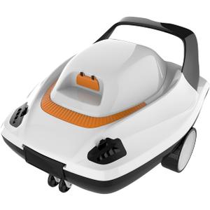 Cordless Robotic Pool Cleaner, 80Mins Automatic Pool Vacuum with Self-Parking, Ideal for Above Ground Flat Pools up to 40Feet/860 Sq.ft, Black