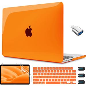 CISSOOK Orange Case for MacBook Pro 14 Inch 2026 2025 2024 2023 Release A3434 A3112 A3185 A3401, Ultra Slim Hard Shell Case Keyboard Cover for MacBook Pro 14 M5 M4 M3 M2 M1 - Clear Orange