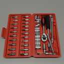 Beaiguna 46PCS Small Drive Socket Ratchet Wrench Screwdriver Set, 1/4 Inch Metric Socket and Ratchet Wrench Set with Extension Bar, Upgrade Compact Tool Set for Car