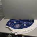 XAMSHOR Blue Christmas Tree Skirt 48 Inches Snow Sequin Embroidery with White Trim Border Decor for Xmas Holiday Party Ornaments