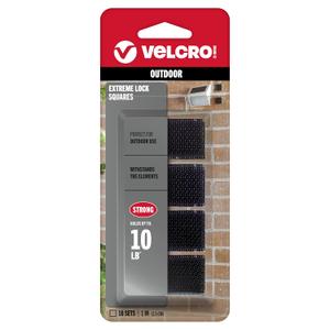 VELCRO Brand Extreme Lock Mounting Squares with Adhesive | 16 Sets, 1-Inch | Attach Electronics, Lighting or Signage Outdoors | Built to Withstand Harsh Temperatures and Weather | Black