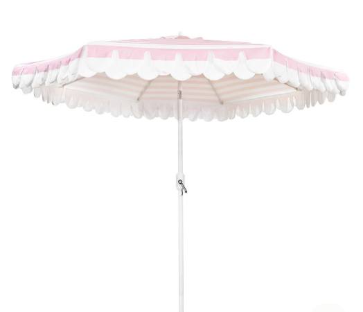 Funsite 9Ft Elegant Valance Patio Umbrella, Outdoor Umbrellas for Patio with Auto-Tilt and Crank Systerm, Table Umbrella for Outdoors, Poolside,Beach, Backyard, Pink