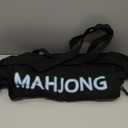 Abbylike 28x9 Inches Mahjong Bag for Rolled Mat Tiles Racks Pushers Accessories Empty Mahjong Tote Bag with Zipper Closure Outer Pockets Lining Large Capacity(Black,Canvas)
