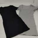 OQQ Women's 2 Piece Mini Dresses Sexy Ribbed Short Sleeve Square Neck Bodycon Mini Dress Black Grey, Small