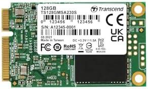 Transcend MSA230 128GB mSATA SSD with Dram Cache, Up to 550MB/s, Mini SATA III 6G/s Internal Solid State Drive for Ultrabook/Desktop/Tablet/PC/GPS/Server, 3D TLC NAND Flash, LDPC Error Correction, ECC