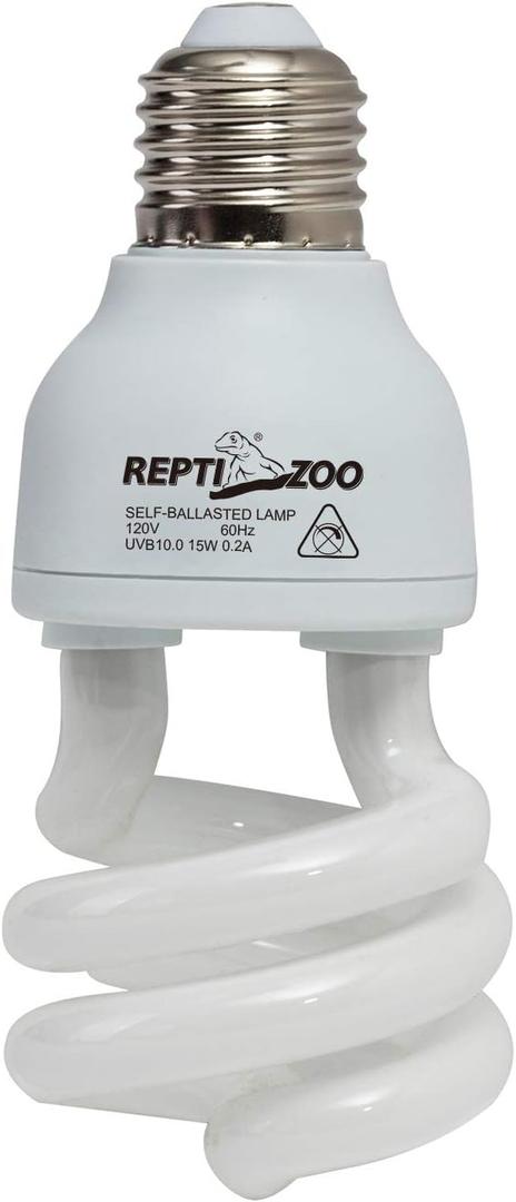 REPTI ZOO Energy Saving Lamps UVB Bulb Spiral Compact 15 Watts UVB 10.0 Reptile Light Bulb Fit for Desert Type Reptile/Snake/Lizard/Insect/Leopard Tortoise