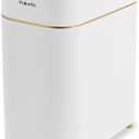Pukomc Automatic Small Sensor Trash Can with Touchless Lid, 2.3 Gallon / 9L Smart Garbage Can, Quiet Close White Gold Waste Bin - Perfect for Kitchen, Living Room & Small Spaces