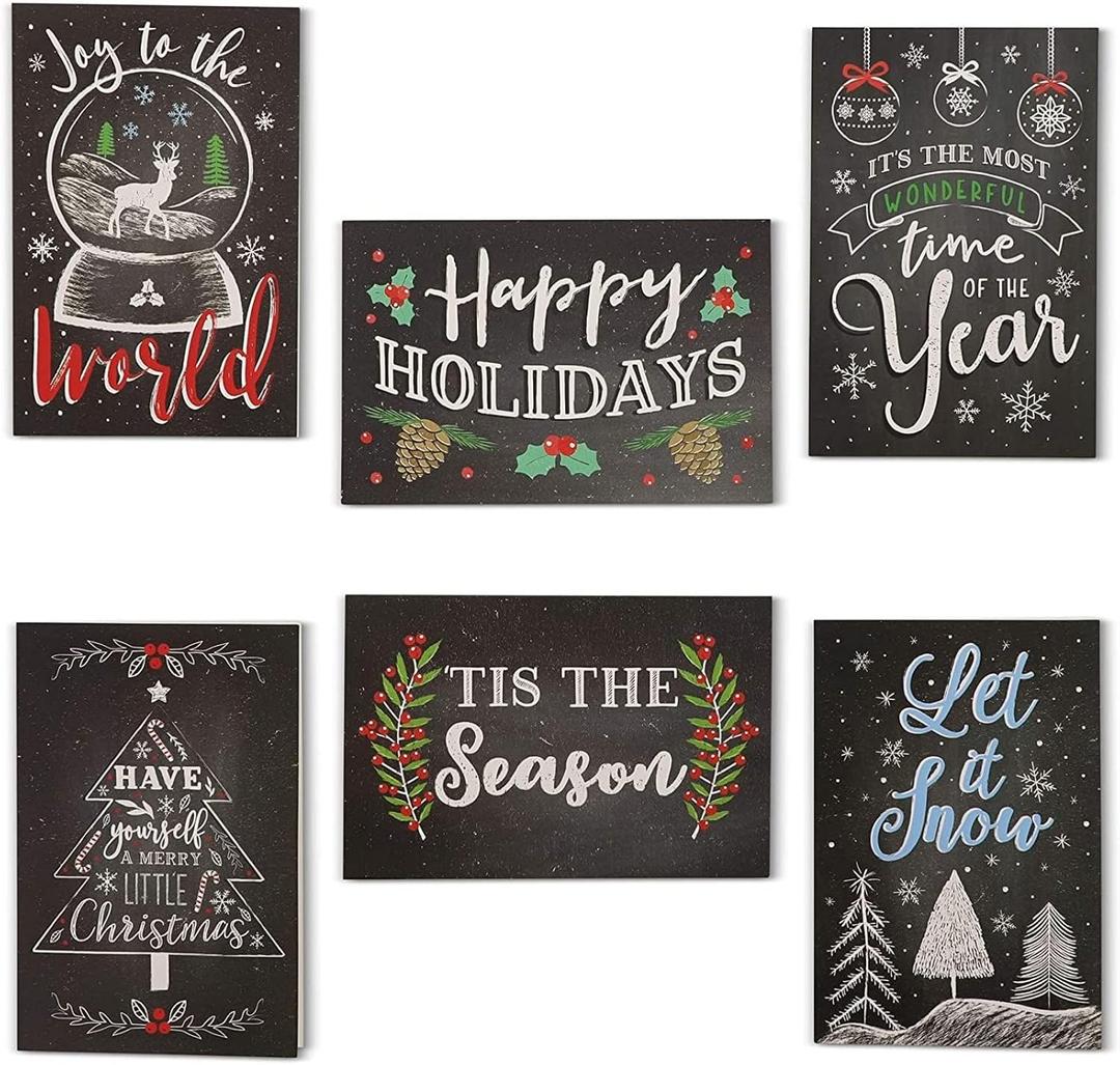 Sustainable Greetings Holiday Greeting Card with Envelope Set - Assorted Chalkboard Message Designs - 48-Pack, 4 x 6 In
