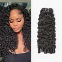 WEQUEEN Burmse Curly Bundles Human Hair Brazilian Virgin Hair 22 Inch Spiral End Quick Water Wave Natural Black