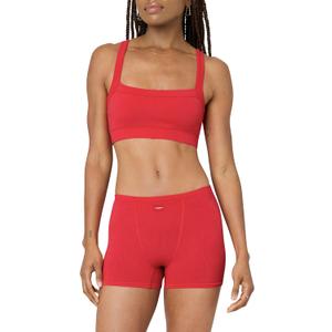 Florence by Mills Womens Softie Seamless Ribbed Bralette (Small, Scarlet)