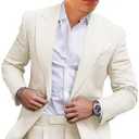 Boys Linen Suits Casual with Tie 3 Piece Summer Beach Wedding Tuxedo Suit for Boy Ring Bearer Outfit, Ivory, Size 10