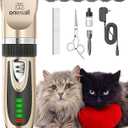 oneisall Quiet Cat Clippers for Matted Hair, 2-Speed Cordless Cat Grooming Kit Low Noise Pet Clipper Shaver for Dogs Cats Animals (Gold)