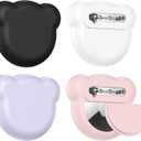 4 Pack Compatible with Apple AirTag Holder for Kids,Silicone Cute Air tag Tracker Bracket with Rotating Locking Pin Anti Lost for Luggage, and Clothing (Black/White/Light Purple/Rose Pink)