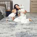 DMOYEST 8x10 Area Rug for Living Room:Washable Modern Neutral Abstract Rug with Low Pile Non Slip Soft Thin Large Indoor Carpet for Bedroom Dining Room Home Office Decor - Grey Blue