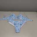 Fanuerg Women's Triangle Bikini Sets O Ring Linked Two Piece Swimsuits Floral Printed Cheeky Bathing Suit Size M
