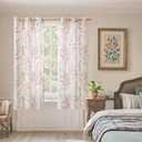 BGment Linen Curtains for Bedroom 63 Inch Length 2 Panels Set Floral Leaf Patterns, Light Filtering Window Privacy Curtains for Living Room Boho Farmhouse Vintage, Each 42 Inch Wide, Terracotta