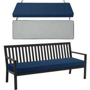Outdoor Bench Cushion, Water-Resistant & Fade-Resistant, Porch Swing Cushions with Ties, Patio Furniture Seat Pads for Garden Loveseat, Removable Cover Non-Slip Bottom, 42 x 16 Inch, Navy Blue
