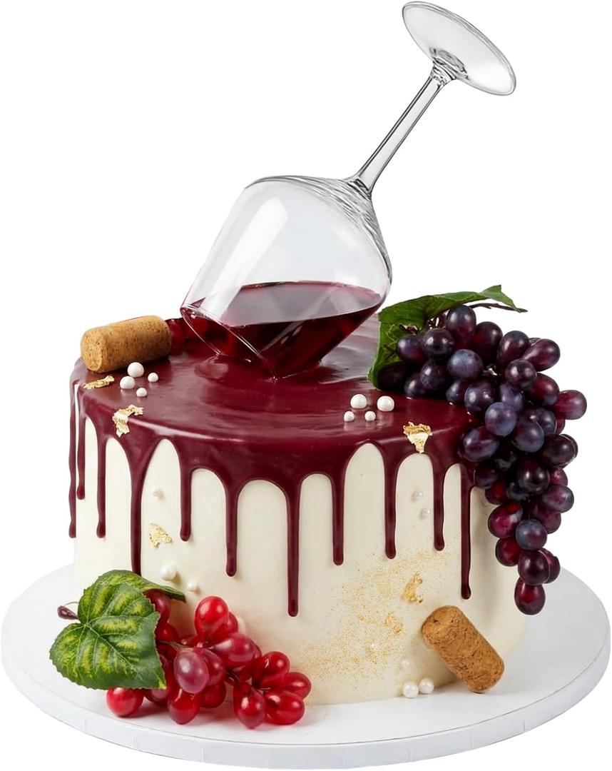 Chunful 8 Pcs Wine Party Decorations Aging Like Fine Wine Birthday Decoration Tasting Party Supplies Artificial Grape Acrylic Goblet for Birthday Wedding Banquet