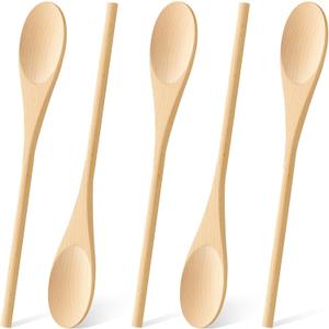 MORGLES 5 Pcs Wooden Spoons for Cooking, 12 Inches Long Handle Spoons for Mixing, Tasting Stirring Food, Large Wooden Cooking Utensils for Kitchen and Crafts
