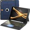 INFILAND Keyboard Case for iPad 9th/8th/7th Generation 10.2 Inch, 7-Color Backlight & High Precision Trackpad, Slim Detachable Folder Style Keyboard Case with Pencil Holder (04-Navy)