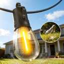 50ft-Solar-Powered-Lights-Outdoor-Waterproof-String Lights-Outside-Patio-Yard-Garden-Fence-Backyard-Deck-Porch-Balcony-Patios-Camping-Battery-Operated-LED-Fairy-Strip-Lighting-Hanging-Edison-Bulbs-S14 (50FT(15 Sockets))