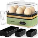 Evoloop Rapid Egg Cooker Electric 6 Eggs Capacity, Soft, Medium, Hard Boiled, Poacher, Omelet Maker Egg Poacher With Auto Shut-Off, BPA Free (Green)