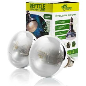 100W Heat UVA UVB Reptile Light, Full Spectrum Self-Ballasted Basking Sunlight Heat Bulb for Reptile and Amphibian Use E26 2 Pack