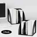 SAYEEC 2Pcs Magazine Holder Plastic File Sorter Binder Holder for Desk Folder Organizer Stand Book Shelf Dividers Vertical Filling Storage Rack Desktop Bookshelf Display Box for Office School (Black)