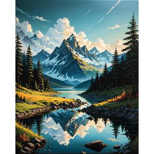 Paint By Numbers Kit For Adults, Mountain Paint By Number Kits For Beginner Landscape Acrylic On Canvas Mountains Diy Oil Painting Kit Adults' Paint-By-Number Kits For Gift Home Wall Decor 16x20 Inch (DD047)