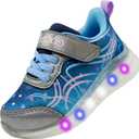 YESKIS Toddler Girls Light Up Shoes Glitter LED Flashing Breathable Lightweight Walking Running Sneakers for Toddler and Little Kids