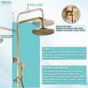 Antique Brass Shower Fixture Bathroom Shower Faucet Set 8 Inch Rainfall Shower Head Handled Shower Waterfall Tub Spout Wall Mounted Outdoor Shower System with Shower Shelf