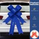 Blue Big Car Bow 30 Inches, Giant Ribbon Bow for Car Decor, Large Gift Wrapping, Birthday Parties, Christmas, Weddings, and New Home Decor