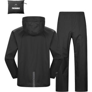 Outdoor Ventures Packable Rain Suit for Men Lightweight Waterproof Breathable Rain Gear for golf Rain Jacket Pants (Large)
