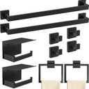 10-Piece Matte Black Bathroom Hardware Accessories Set, 24 inch Towel Bar, Stainless Steel Towel Racks for Bathroom, Bath Towel Bar Set Wall Mounted