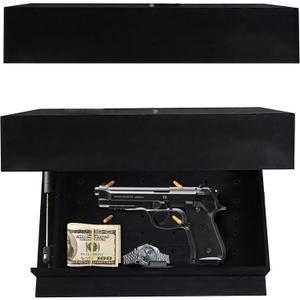 Magicflap Designer Shelf with Secret Compartment 16" Concealment Gun Shelf with NFC Lock Black Pine Floating Wall Rack with Hidden Compartment for Firearms & Valuables Gun Storage for Bedroom, Office