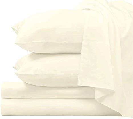 Pizuna 100% Luxury Cotton Full Size Bed Sheets Set Ivory, 1000 Thread Count Long Staple Cotton Sateen Thick Sheet & Pillowcase Set, Deep Sheets fits 15" (Combed Cotton Bed Sheets Set - 4PC)