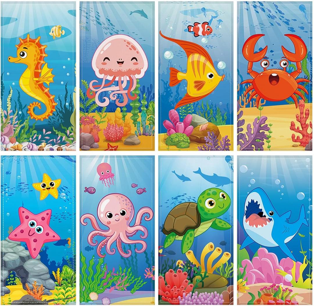 8 Pcs Fluorescent Light Covers with 80 Magnets Decorative for Classroom Ceiling Lights 4 x 2 Feet Magnetic Light Cover Filter Easy Install for VBS Office Hospital Home Ceiling Supplies (Ocean Animal)