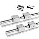 2Pcs 1000mm /39.4 inch Linear Rail with 4Pcs SBR16UU Linear Bearing Sliding Block CNC Parts for Fully suppoeted Shaft Rod