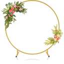 Xeapoms 6.6ft Round Backdrop Stand, Stable Balloon Arch Stand, Metal Wedding Arch Backdrop Stand Circle Backdrop Stand Frame for Wedding, Birthday Party, Baby Shower Decoration (Gold)