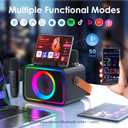 Karaoke Machine,Portable Bluetooth Speaker with 2 Wireless Microphone for Adults & Kids with LED Lights, Karaoke Microphone with PA System Supports USB/TF/AUX,Gift for Party(Black)