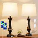 Seealle Upgraded Touch Lamps for Bedrooms Set of 2 - Nightstand Table Lamp with USB C+A, 3 Way Dimmable Lamps for Living Room, Office(White)