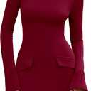 PRETTYGARDEN Womens Fall Long Sleeve Mini Dress 2025 Trendy Boat Neck Bodycon Knit Elegant Short Party Formal Dresses (Red, XL)