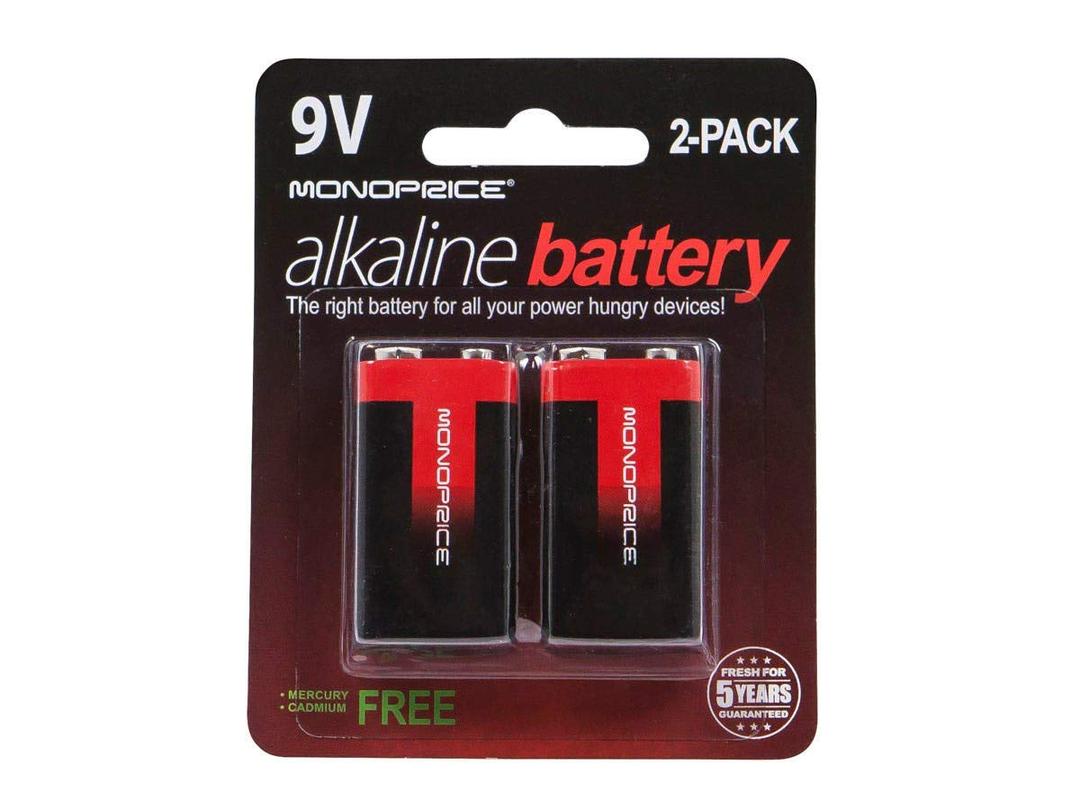 Monoprice Alkaline 9V Battery, 2Pack (110368)