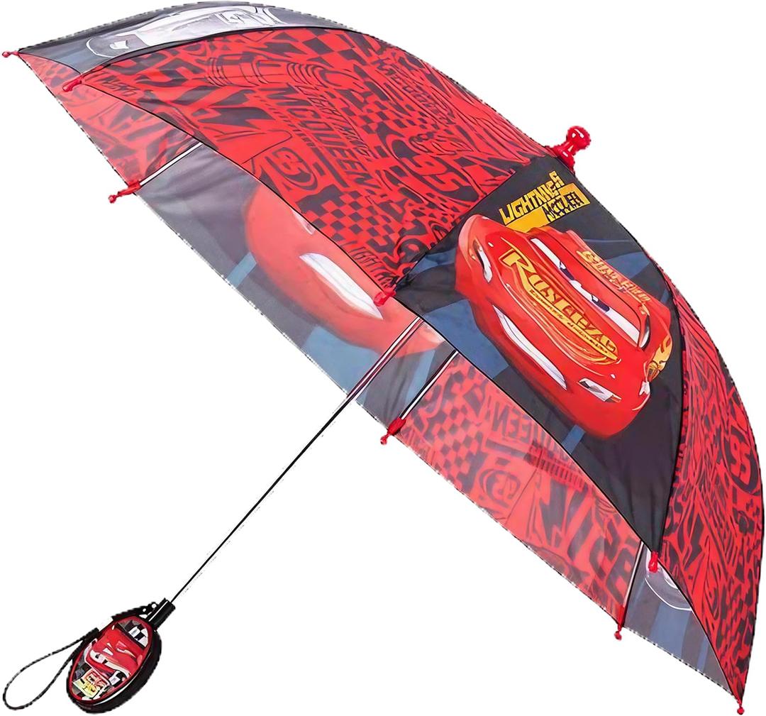 Disney boys Kids Umbrella, Lightning Or Mickey Mouse Toddler and Little Boy Rain Wear Umbrella, Black/Red, Age 3-6 US
