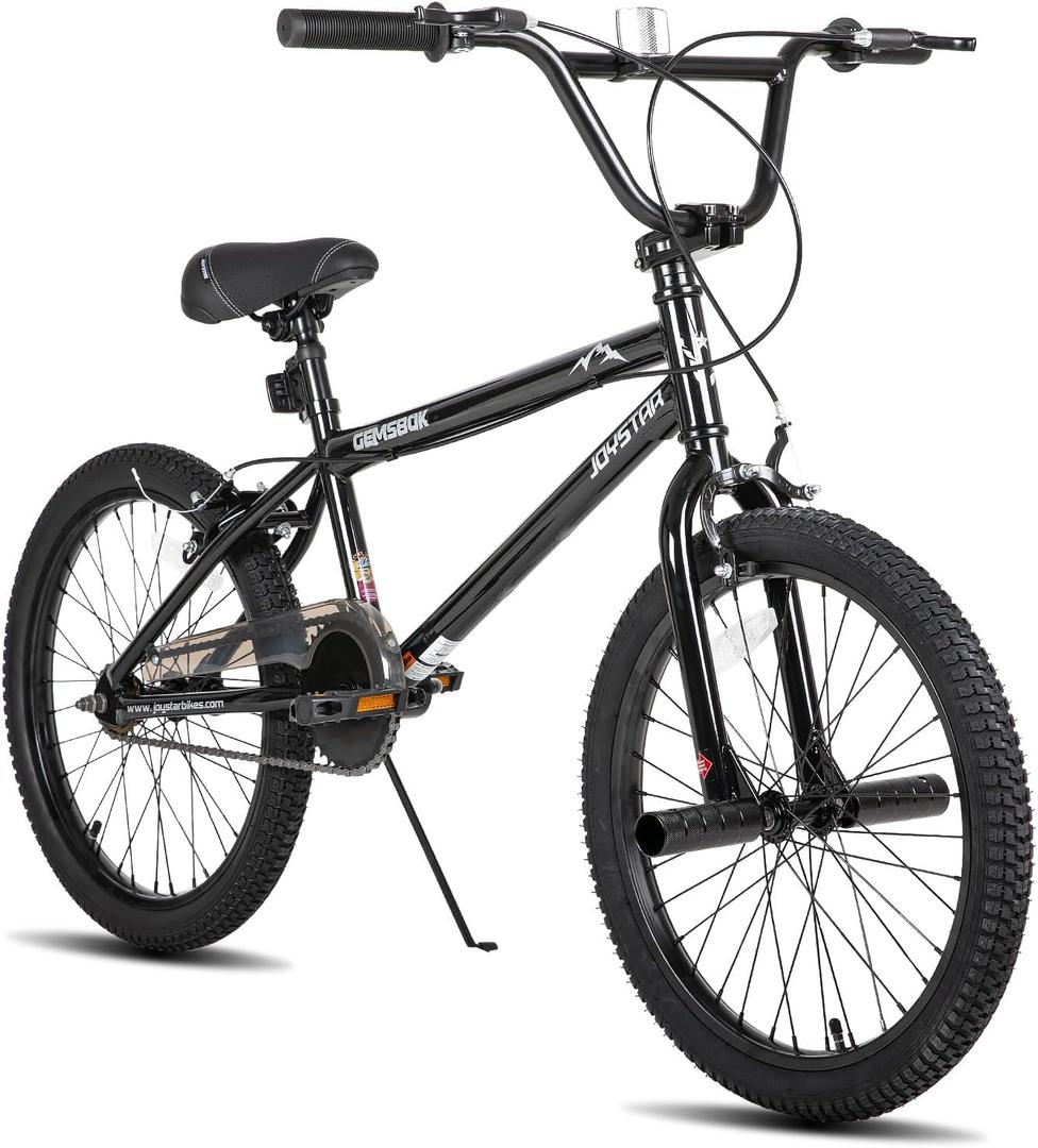 JOYSTAR 20 Inch Kids BMX Bike for Boys and Girls Age 7-12 | Freestyle Bicycle for Beginner Level Riders with Dual Hand Brakes & 2 Pegs | 20" Kids Bike (Black)