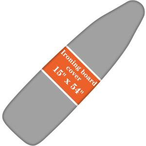 Ironing Board Cover, Full Size Scorch Resistant Padding, Silicone Coating,Elastic Edge, Heavy Duty Iron Pad Covers Standard Boards, 15" x 54" (Silver) (Gray)